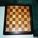 Mahogany & Cherry Chess Board with Brass Inlay
